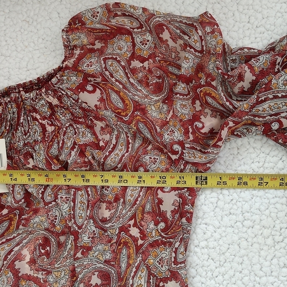 NWT i Jeans by Buffalo Bell Sleeve Paisley Boho Sheer Blouse Size L - Picture 5 of 12